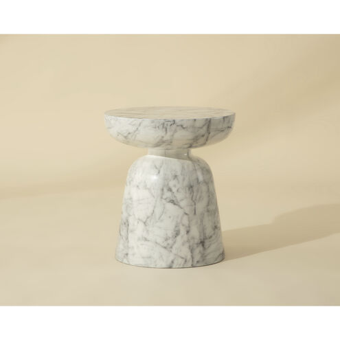 Lucida 20 X 18 inch Marble Look / White Outdoor End Table